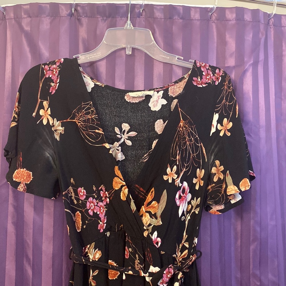 Black Floral High Low Dress